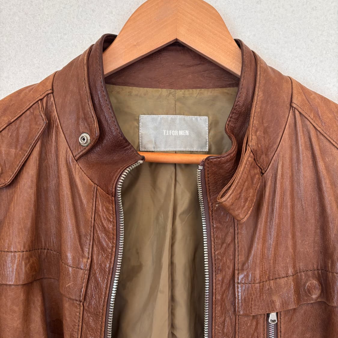95 양가죽 점퍼 티아이포멘 블루종 지퍼 고장 태닝 집업 상품이미지3
