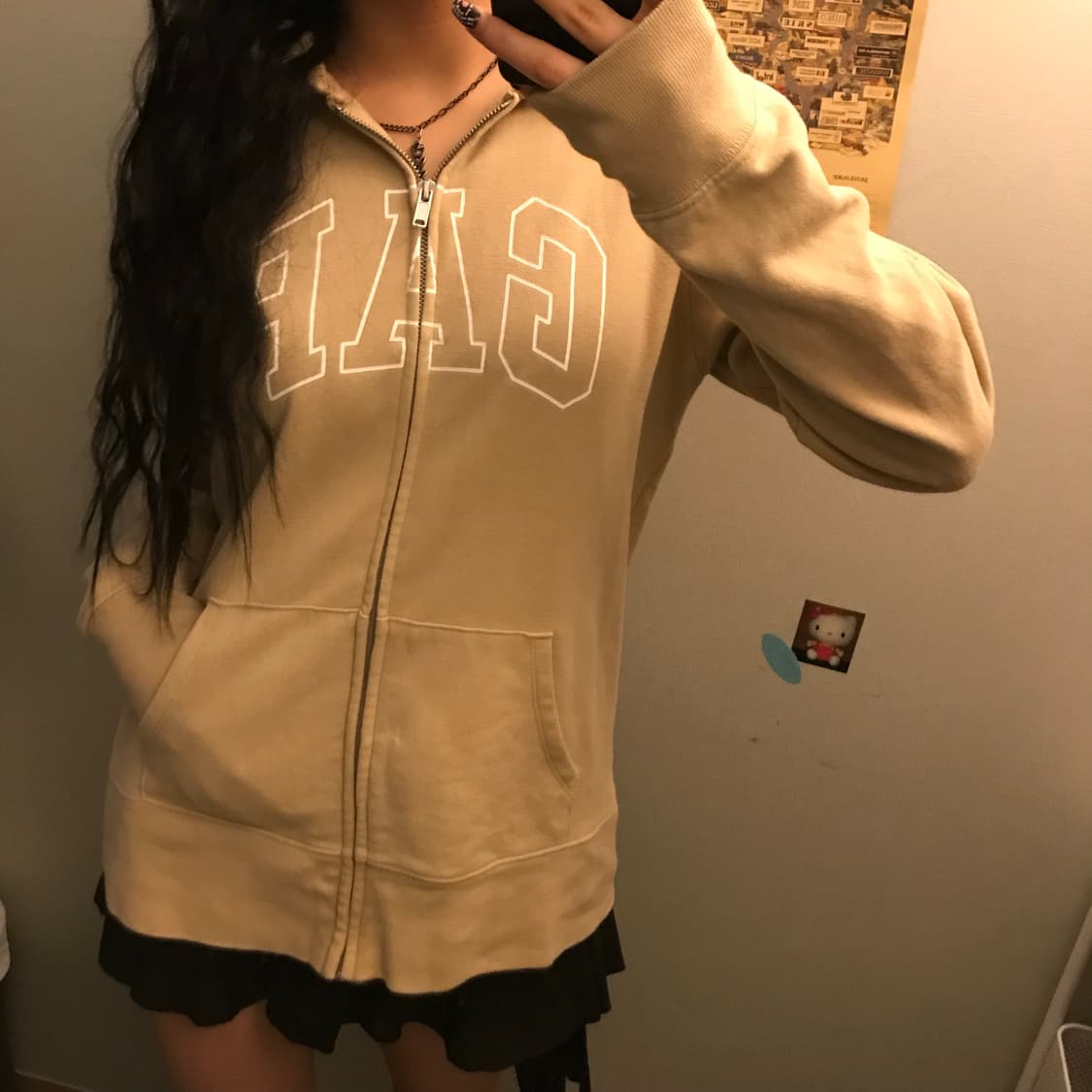 GAP 갭 베이지 로고 기모 후드집업 상품이미지2