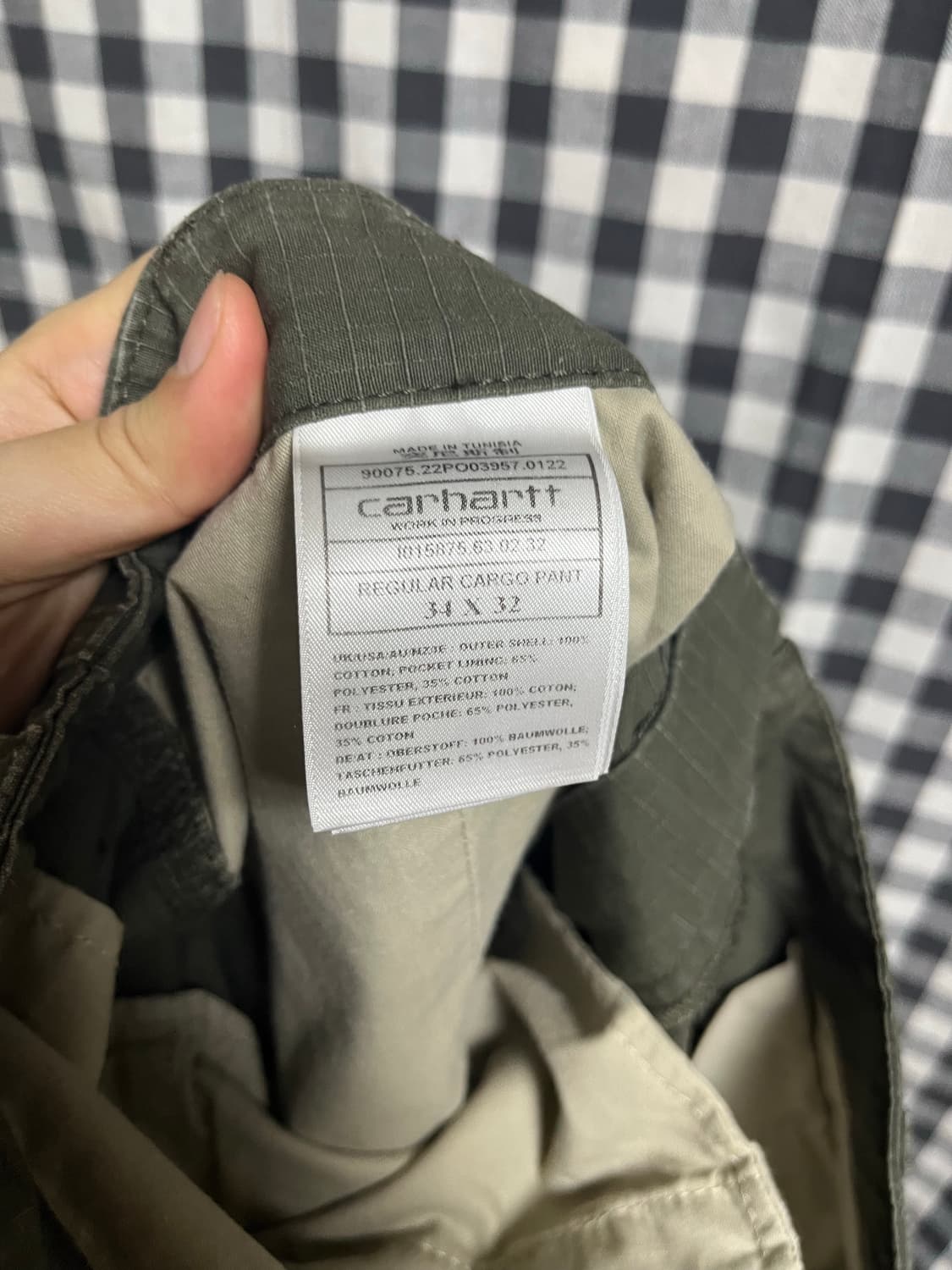 칼하트WIP 레귤러 립스탑 카고팬츠 블랙, 올리브, 럼버 34 상품이미지6