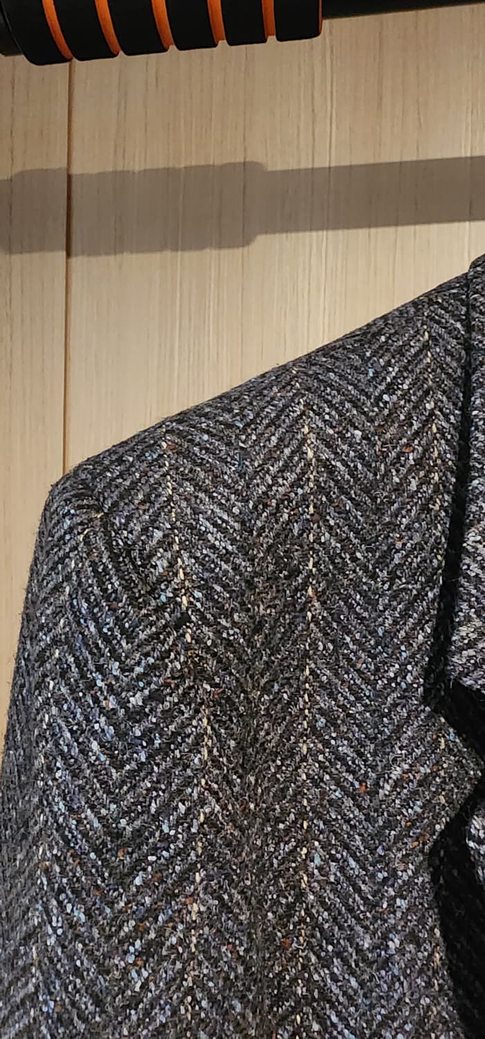 (빅사이즈)네이비 헤링본 트위드 모직자켓 3XL 상품이미지3