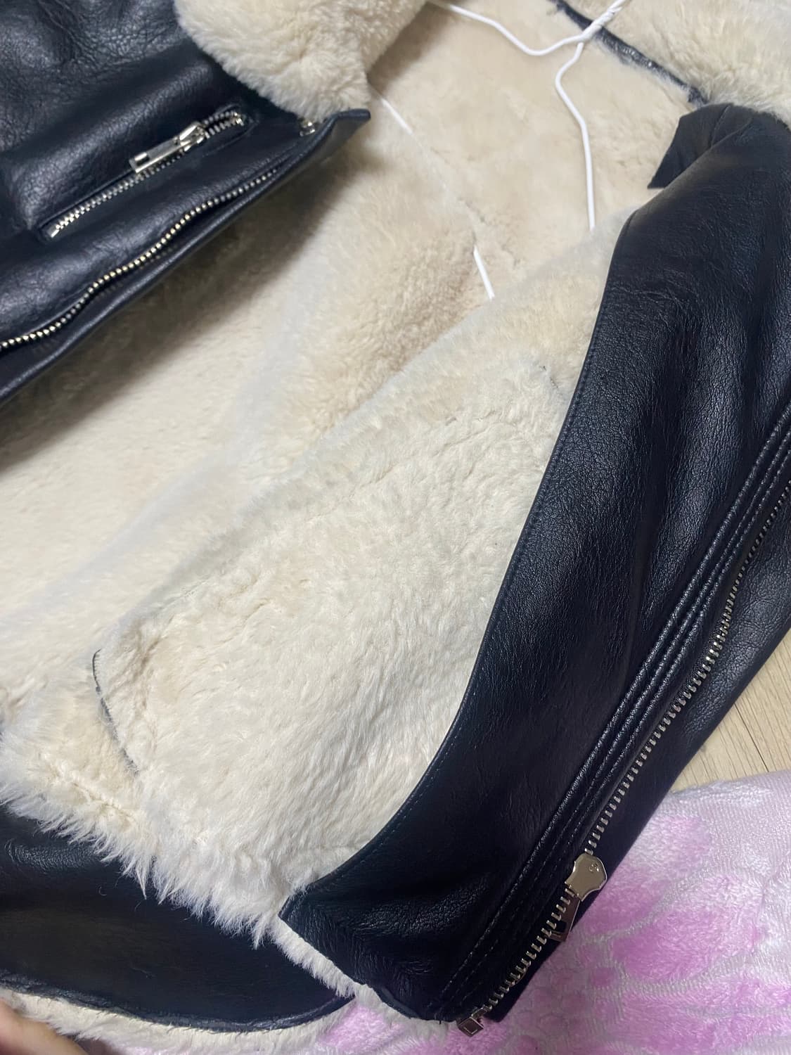 크랭크 무스탕 크롭 블랙 자켓 레더 가죽 퍼 상품이미지6