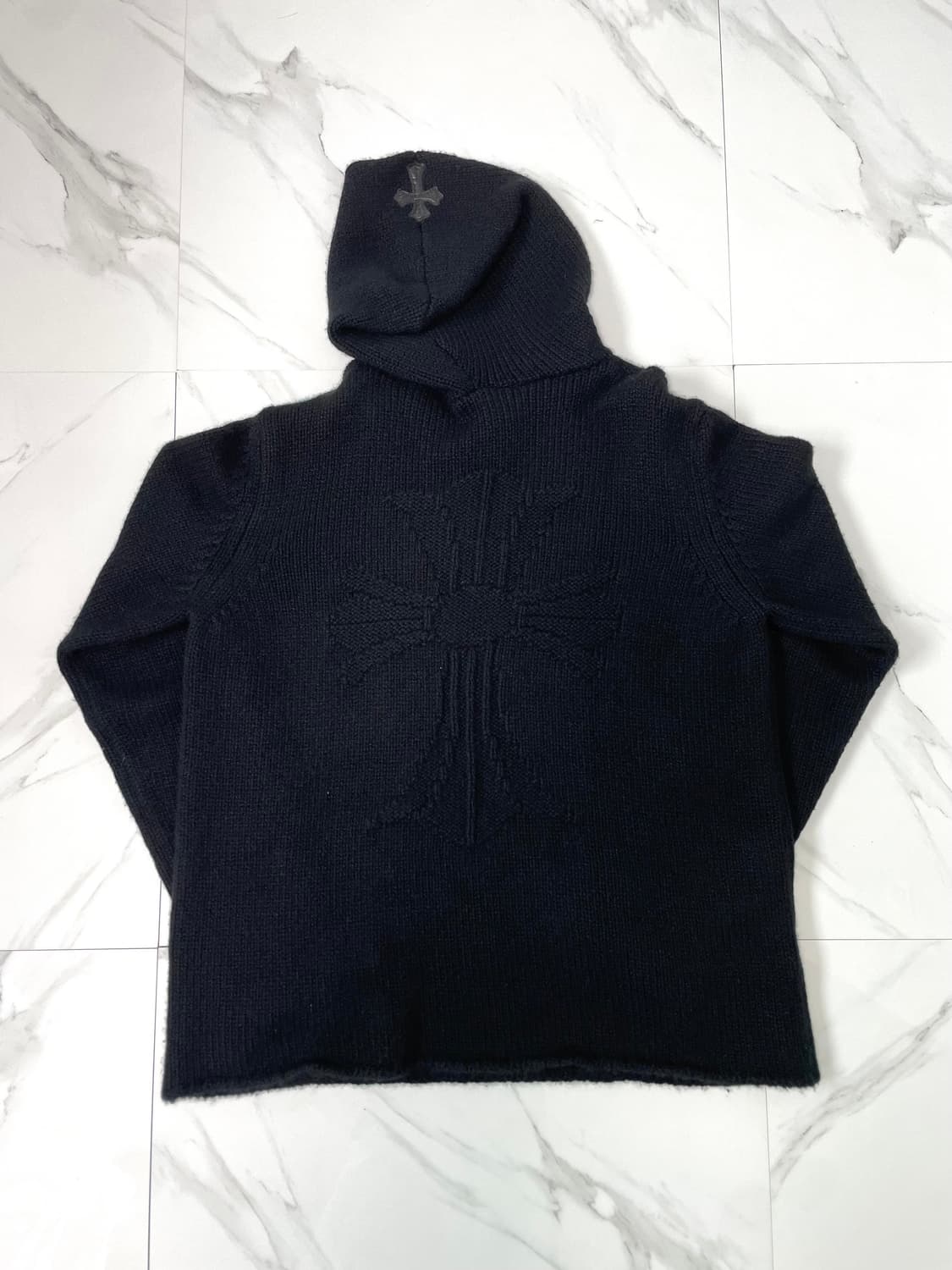 신형 크롬하츠 VIC 크로스 레더패치 빅크로스 캐시미어 후드티 XL 상품이미지1