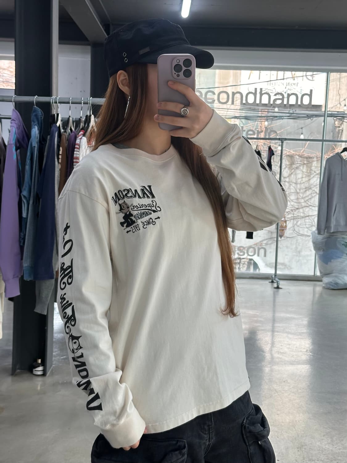 벤슨 x Felix The Cat 자수 롱슬리브긴팔티 상품이미지3