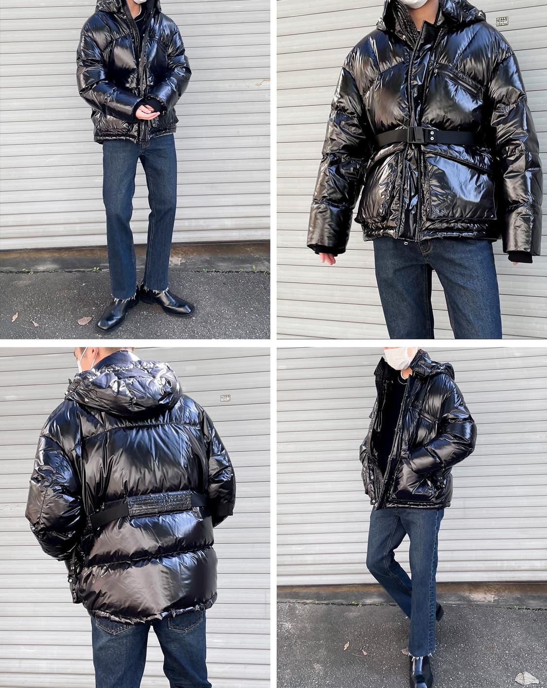 메종미네드 광택 벨티드 구스다운 패딩 Black 상품이미지8