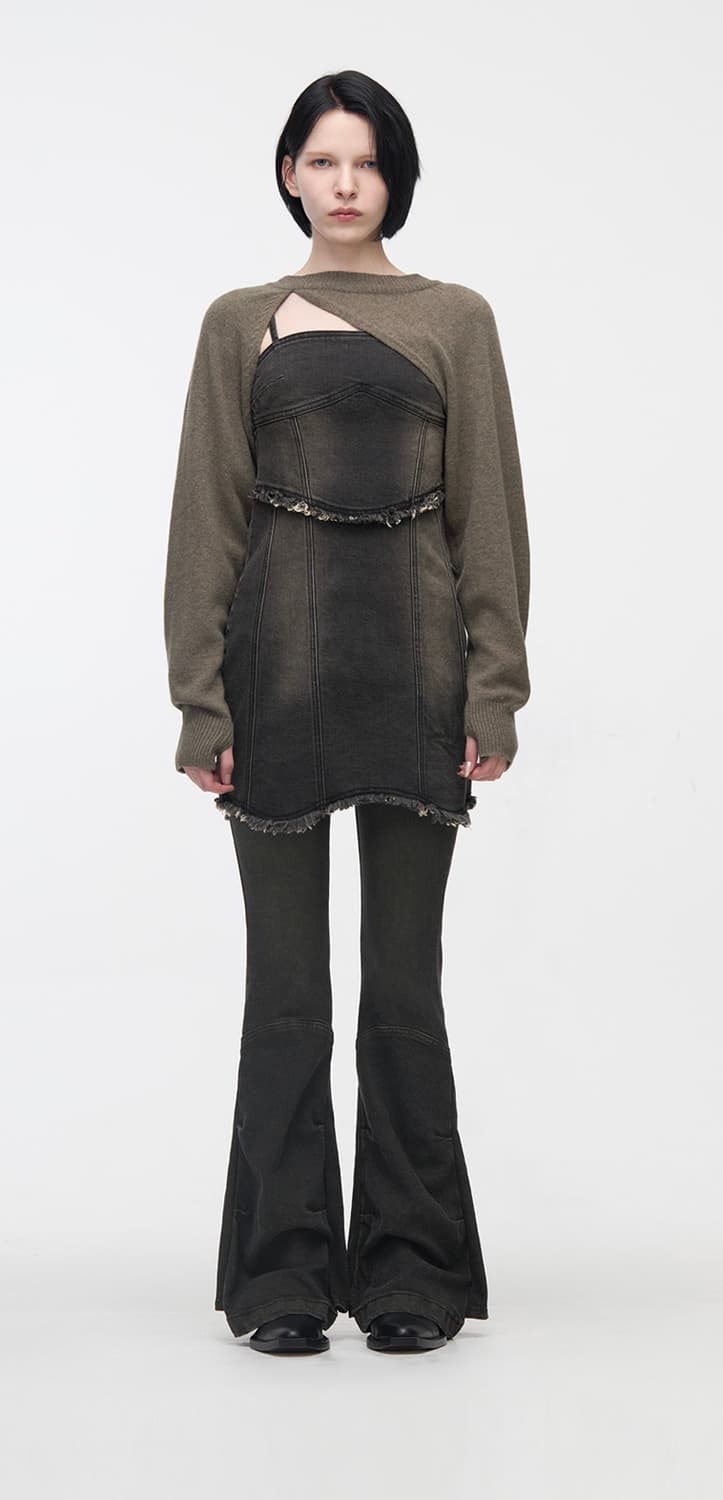 유즈  BUSTIER ROUGH CUTTING 데님 드레스 탑 상품이미지1