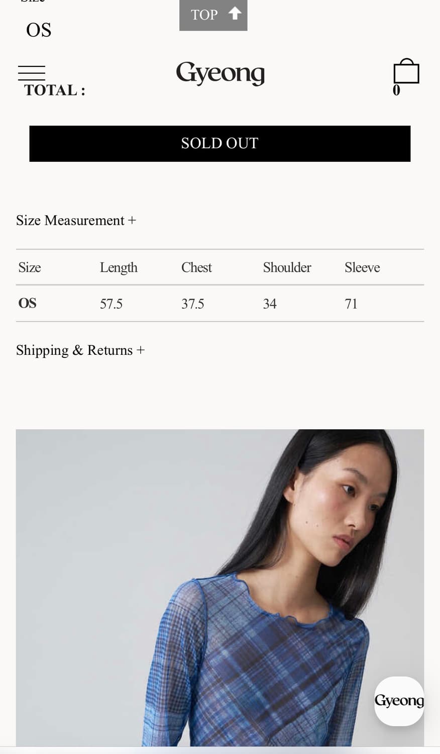 Gyeong Check Mesh Top_Blue Check 상품이미지3