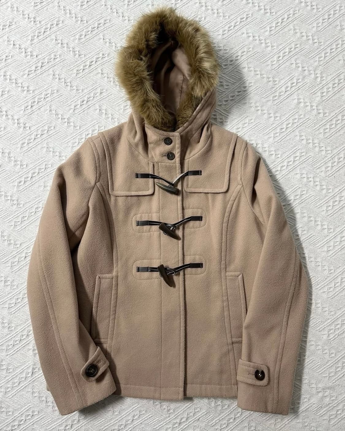 퍼 후디드 하이넥 더플 코트 상품이미지2