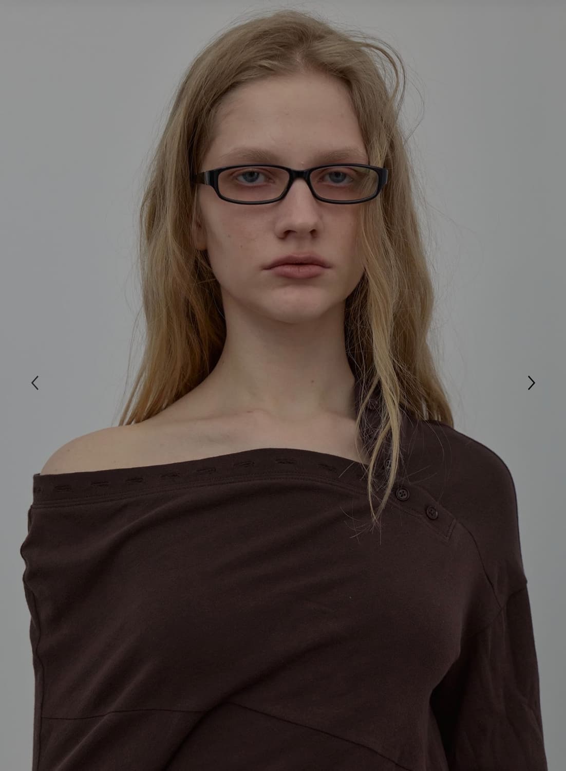 LCDC 러플 넥 저지 탑 브라운 S (텍있는 새상품) 상품이미지5