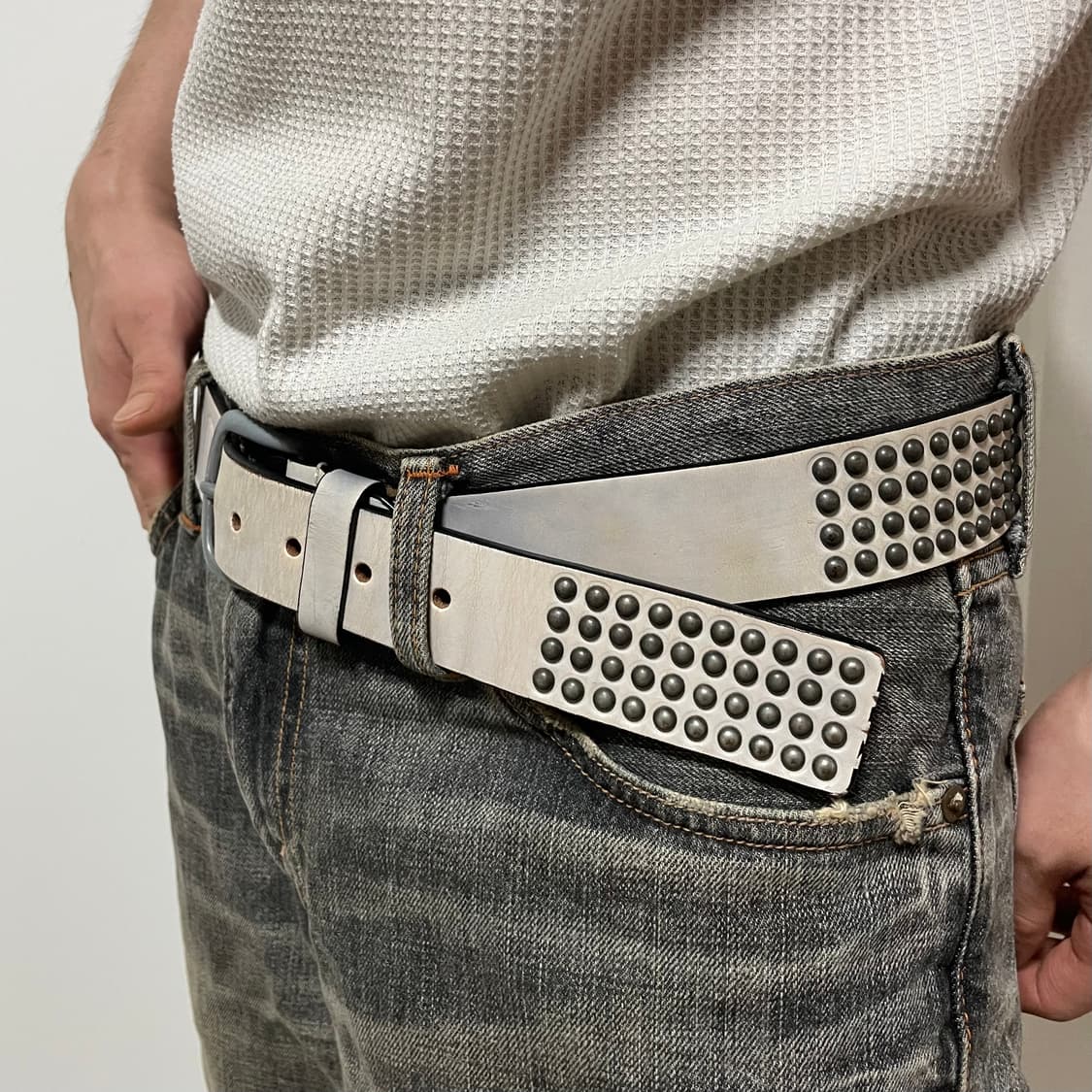 BUCKAROO WHITE STUDDED BELT 상품이미지2
