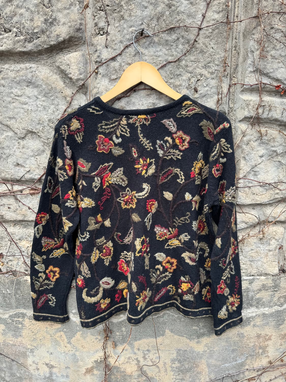 데이비드 브룩스 실크 니트 빈티지 울 자수 가디건 L 상품이미지3