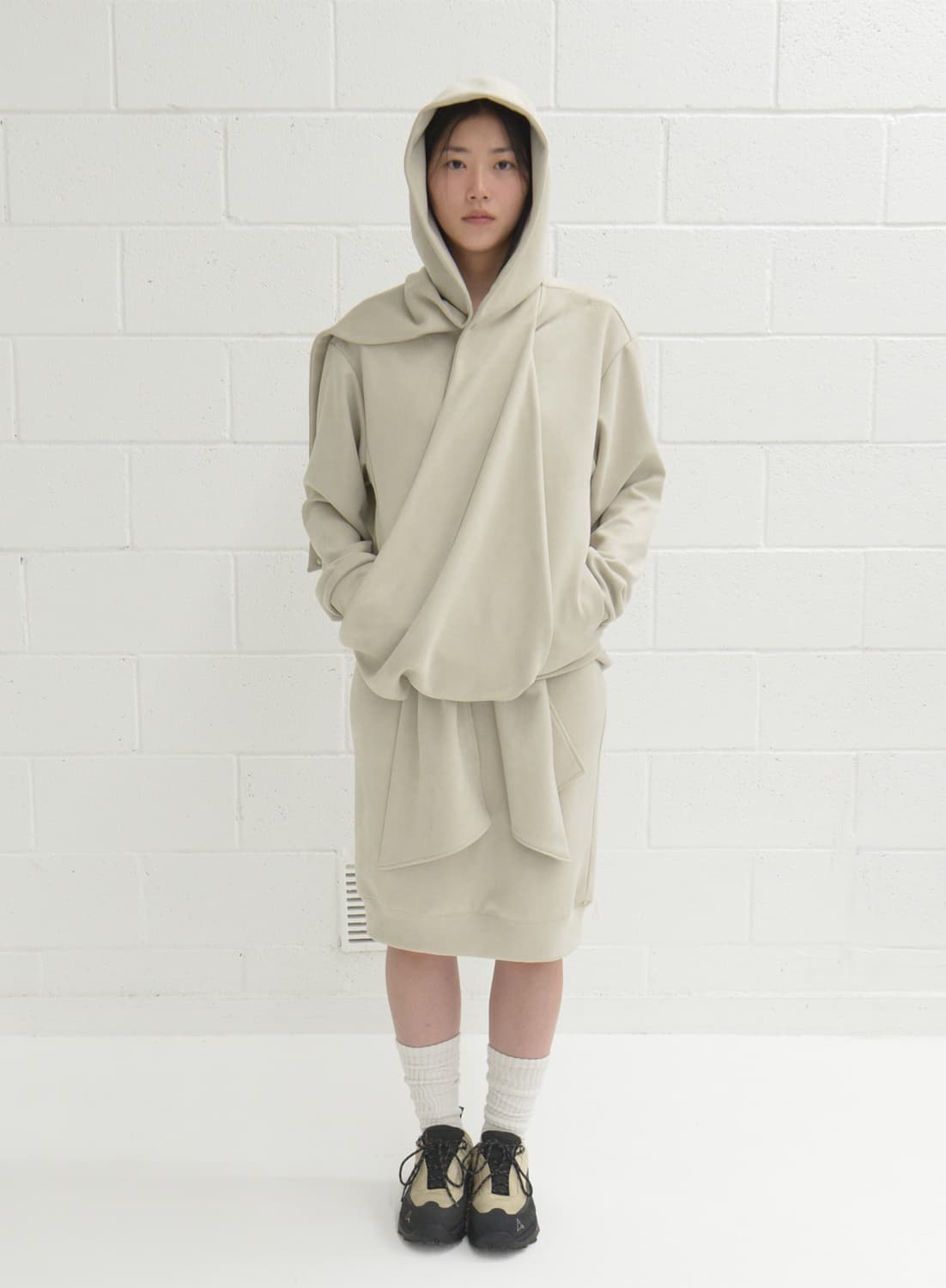 tiles hoodie skirt (grey)   상품이미지1