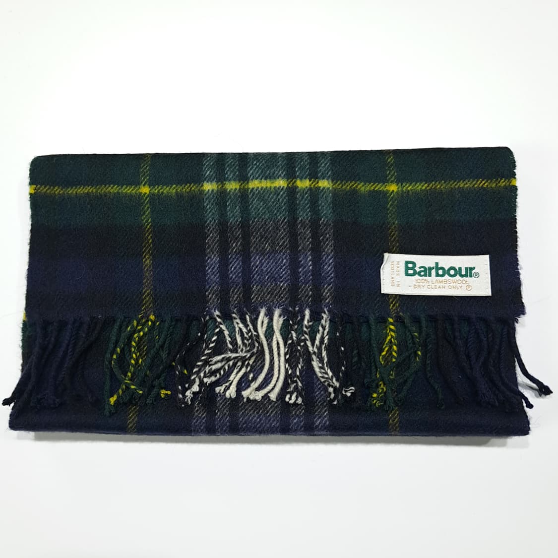 MX619 바버 90s 스코틀랜드판 램스울 타탄체크 네이비 머플러 목도 상품이미지6