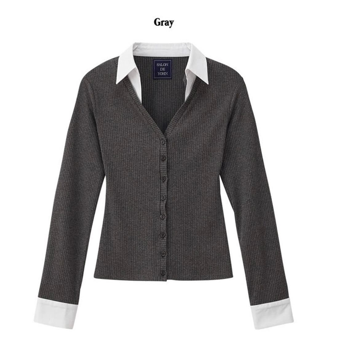 살롱드욘 셔츠 디테일 가디건 그레이 S 양도 상품이미지1