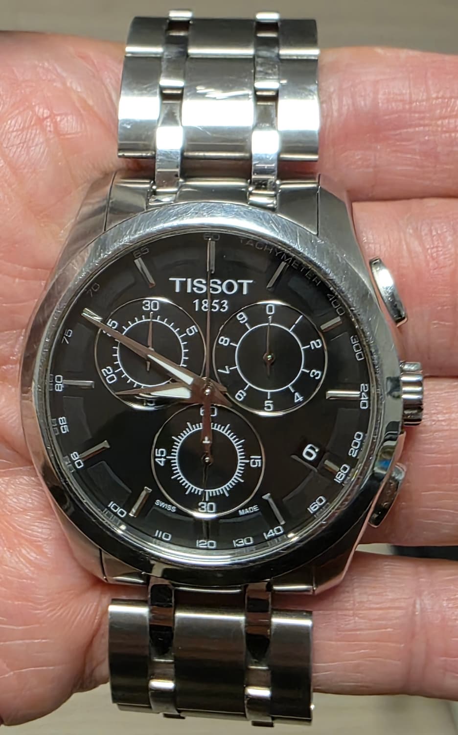 티쏘 (TISSOT) 검판 꾸뜨리에 크로노그래프 메탈시계 상품이미지5