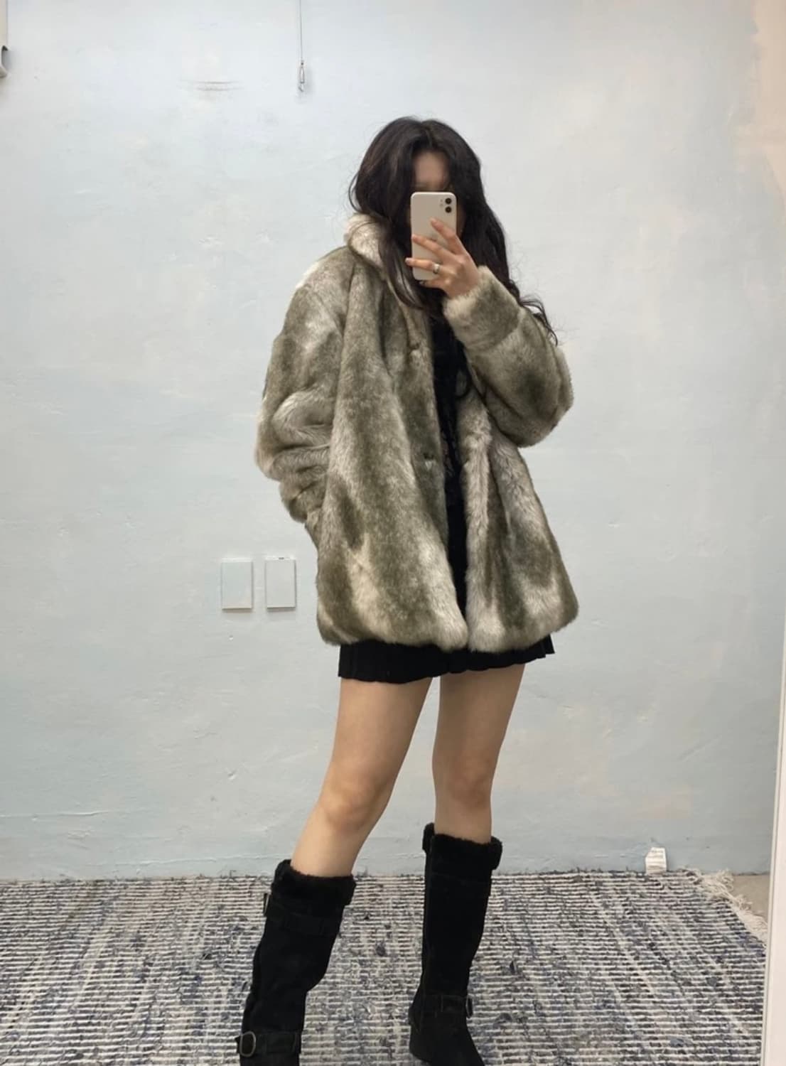 [8937]Gray gradient fur coat# 상품이미지2