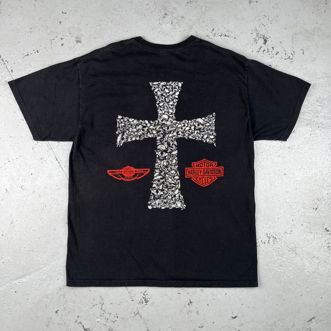 빈티지 할리데이비슨 스컬크로스 반팔티 상품이미지5