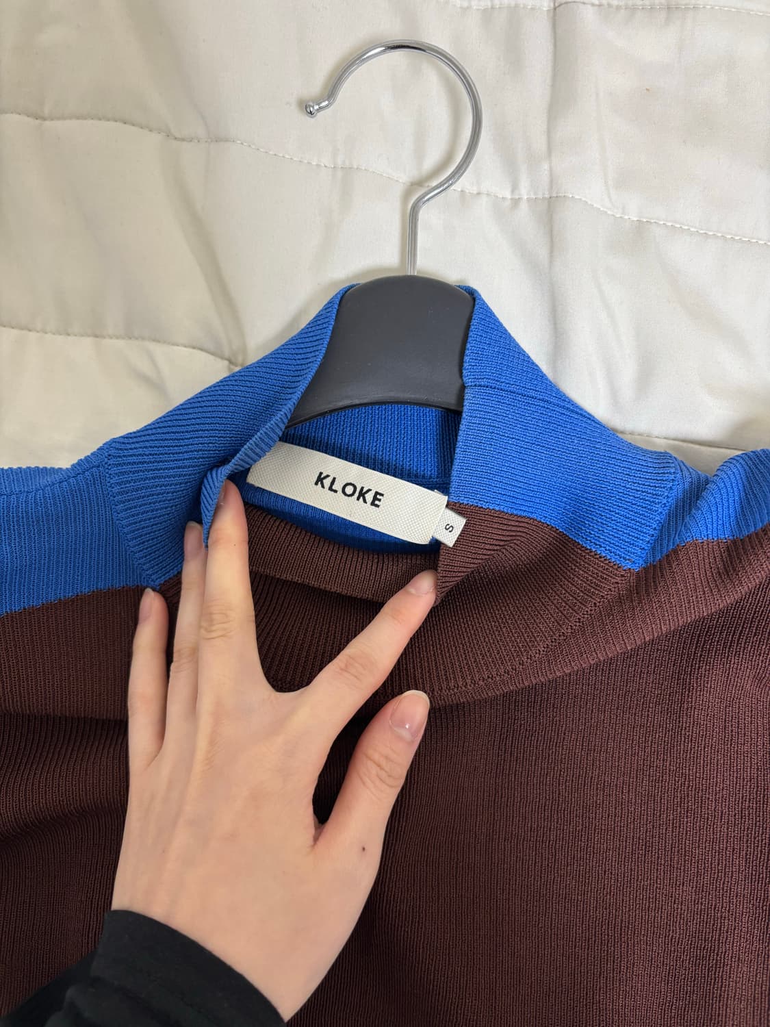 Kloke 클로크 투톤 골지 니트 브라운/블루 상품이미지3