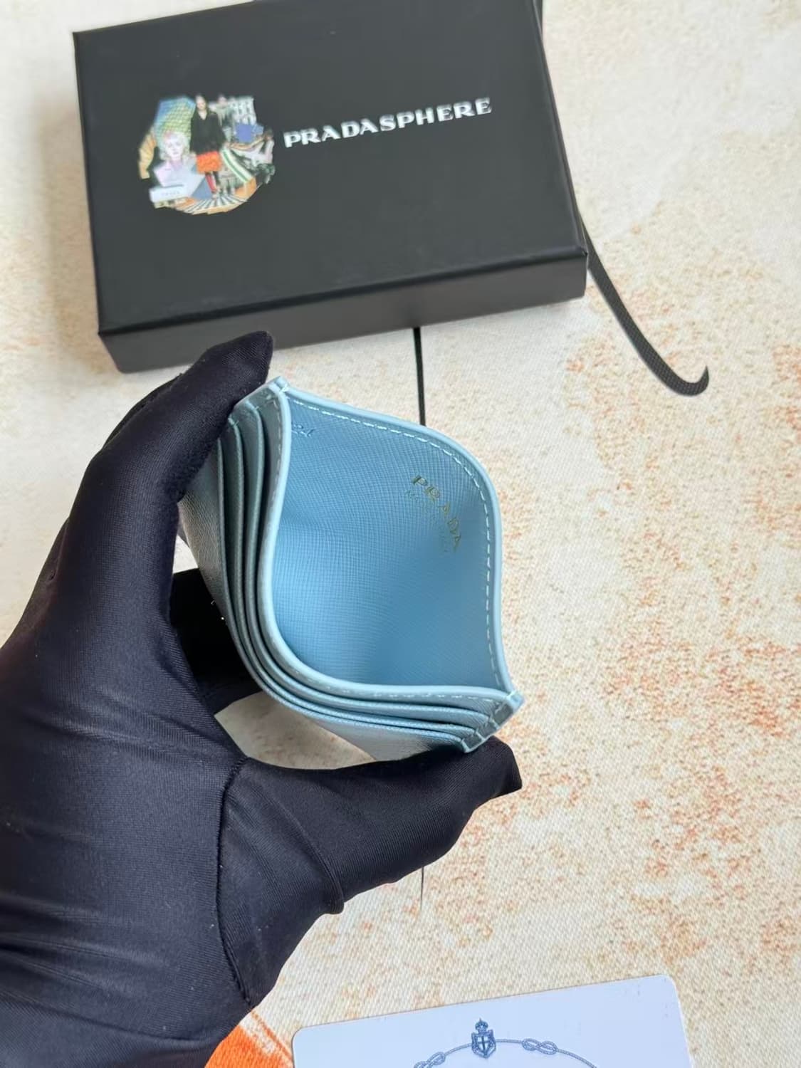 프라다 사피아노 레더 카드 홀더 라이트 블루 상품이미지5