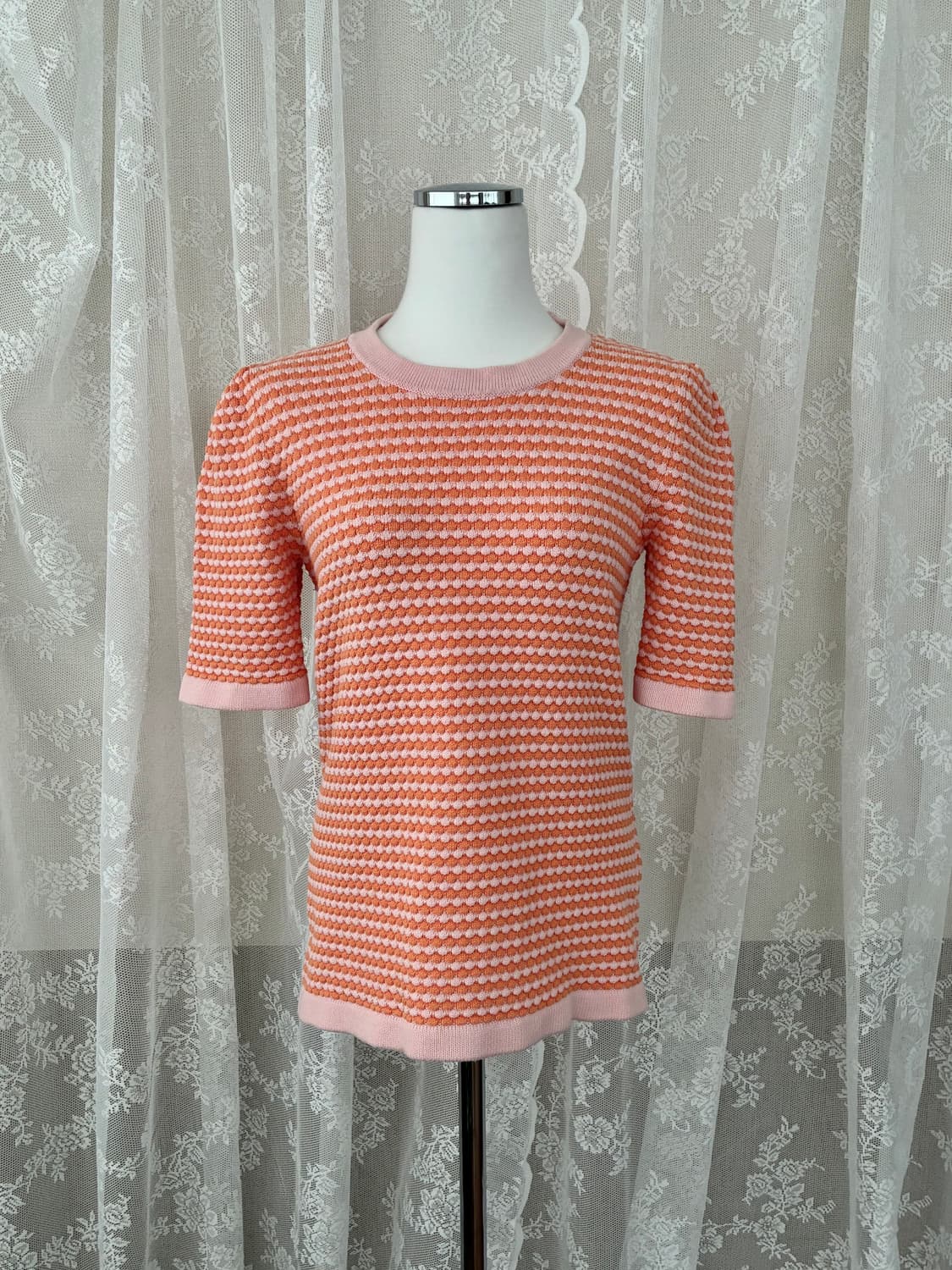 S) 코스 COS 반팔 코튼 니트 오렌지 핑크 상품이미지1