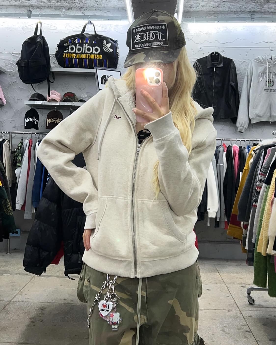 착샷O 홀리스터 양털 울프죠 후드집업 상품이미지4