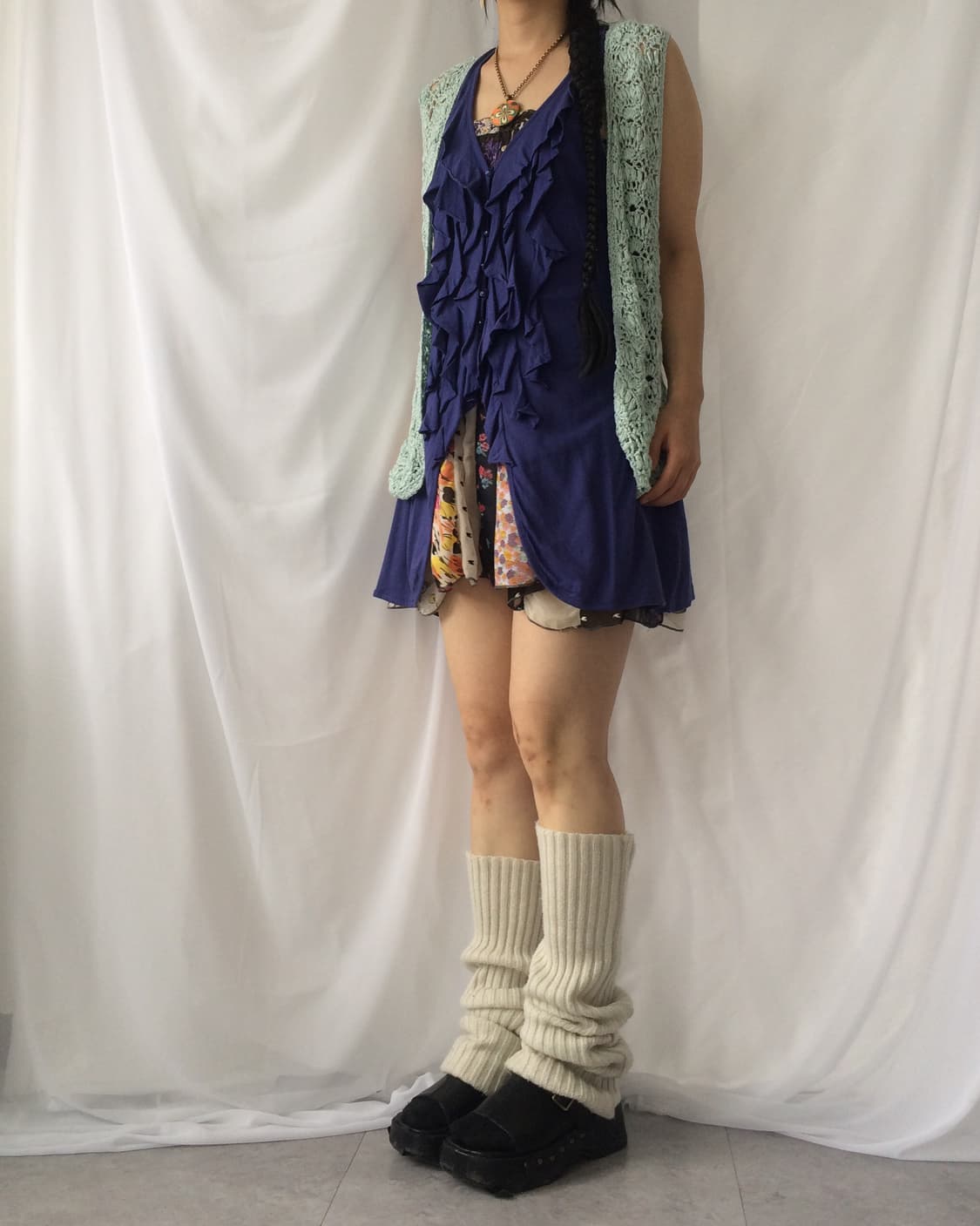 crochet knit open vest 상품이미지1
