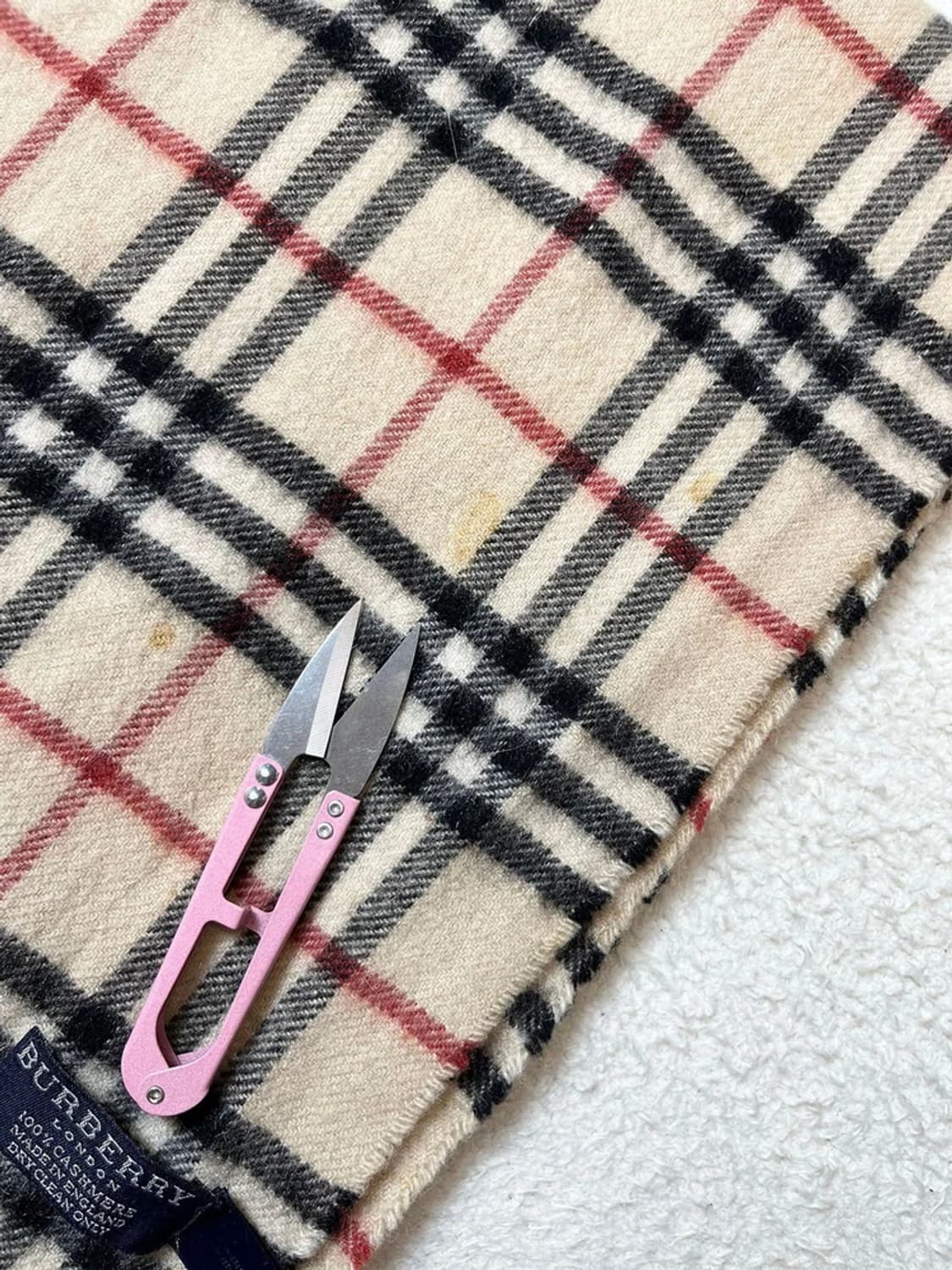 버버리 90s 100% 캐시미어 노바 체크 목도리 A1782 상품이미지5