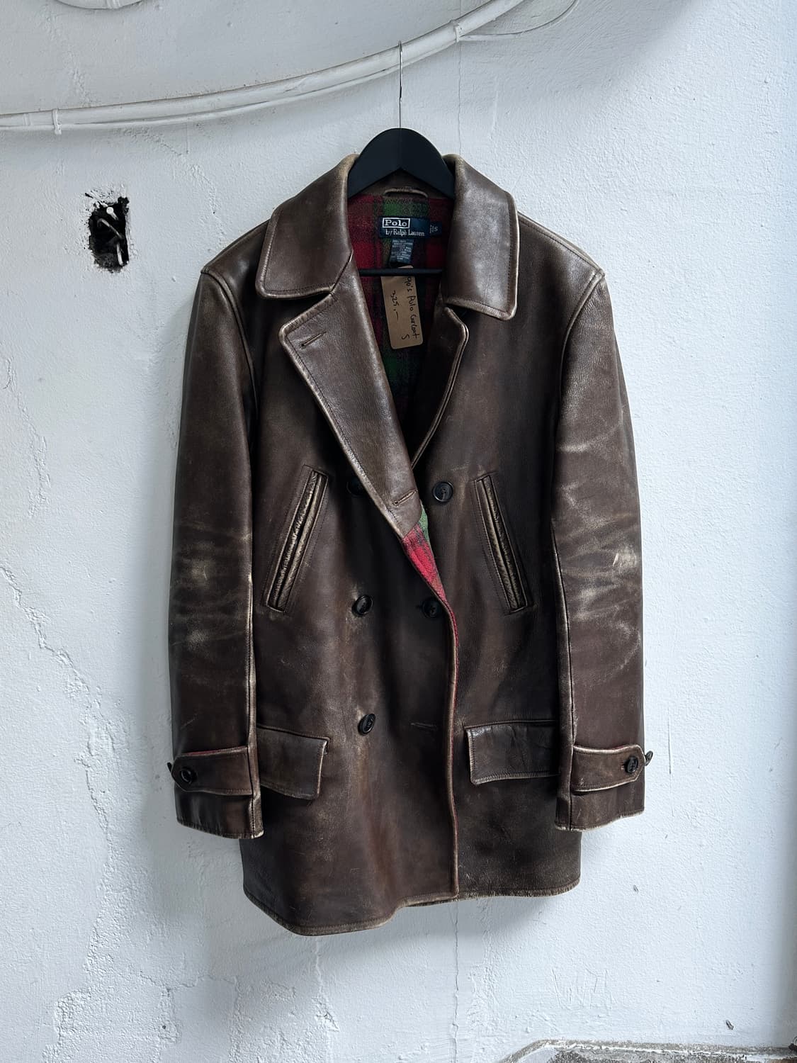 90's 빈티지 폴로 레더 카코트 폴로 블루택 레더자켓 상품이미지1