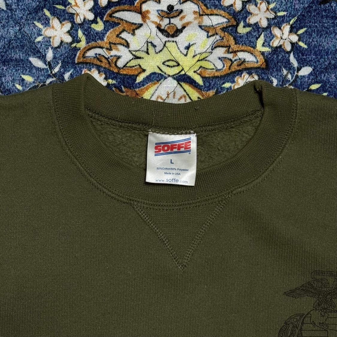빈티지 90s 오리지널 USMC 올리브 소피 스웻셔츠 XL 상품이미지3