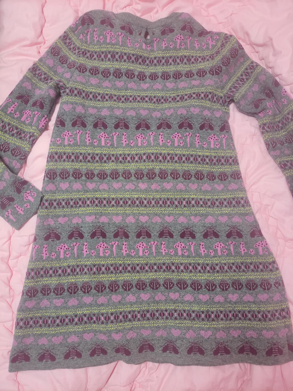 급처상태좋음!레니본 하트,버섯,벌 패턴 귀요미 니트 원피스 상품이미지3