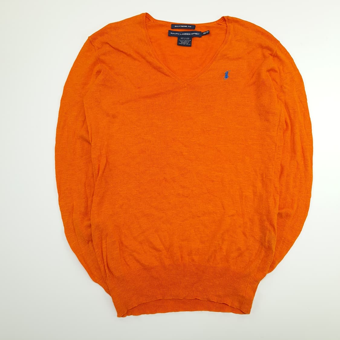 CN748W XS 폴로 랄프로렌 오렌지 V넥 코튼린넨 긴팔 니트 스웨터 상품이미지1