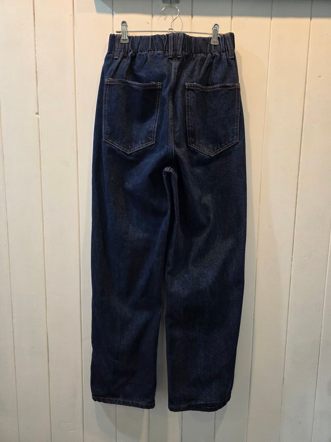 뒷 허리 밴딩 와이드 청바지 상품이미지2