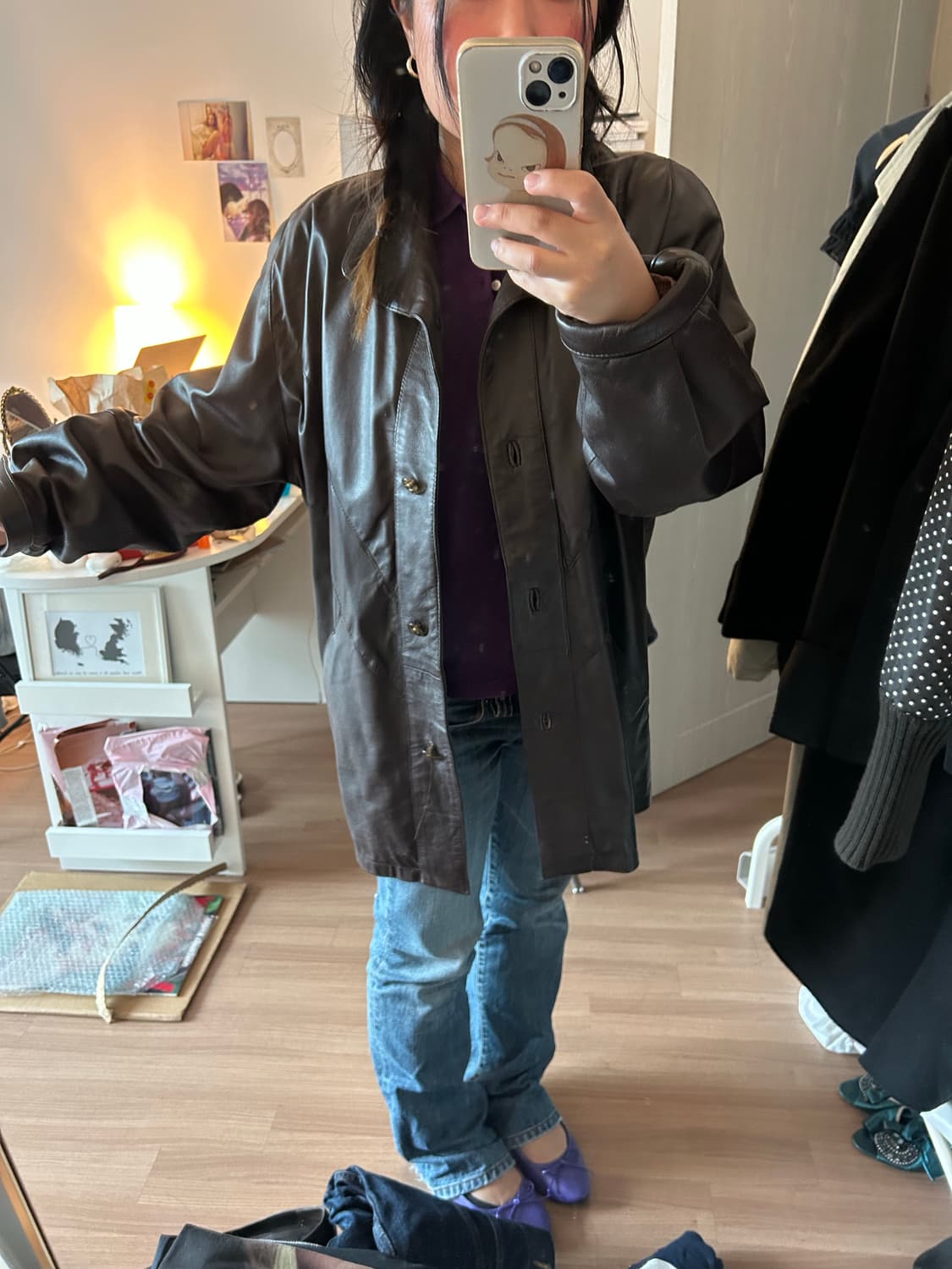 빈티지 브라운 레더 자켓 상품이미지2