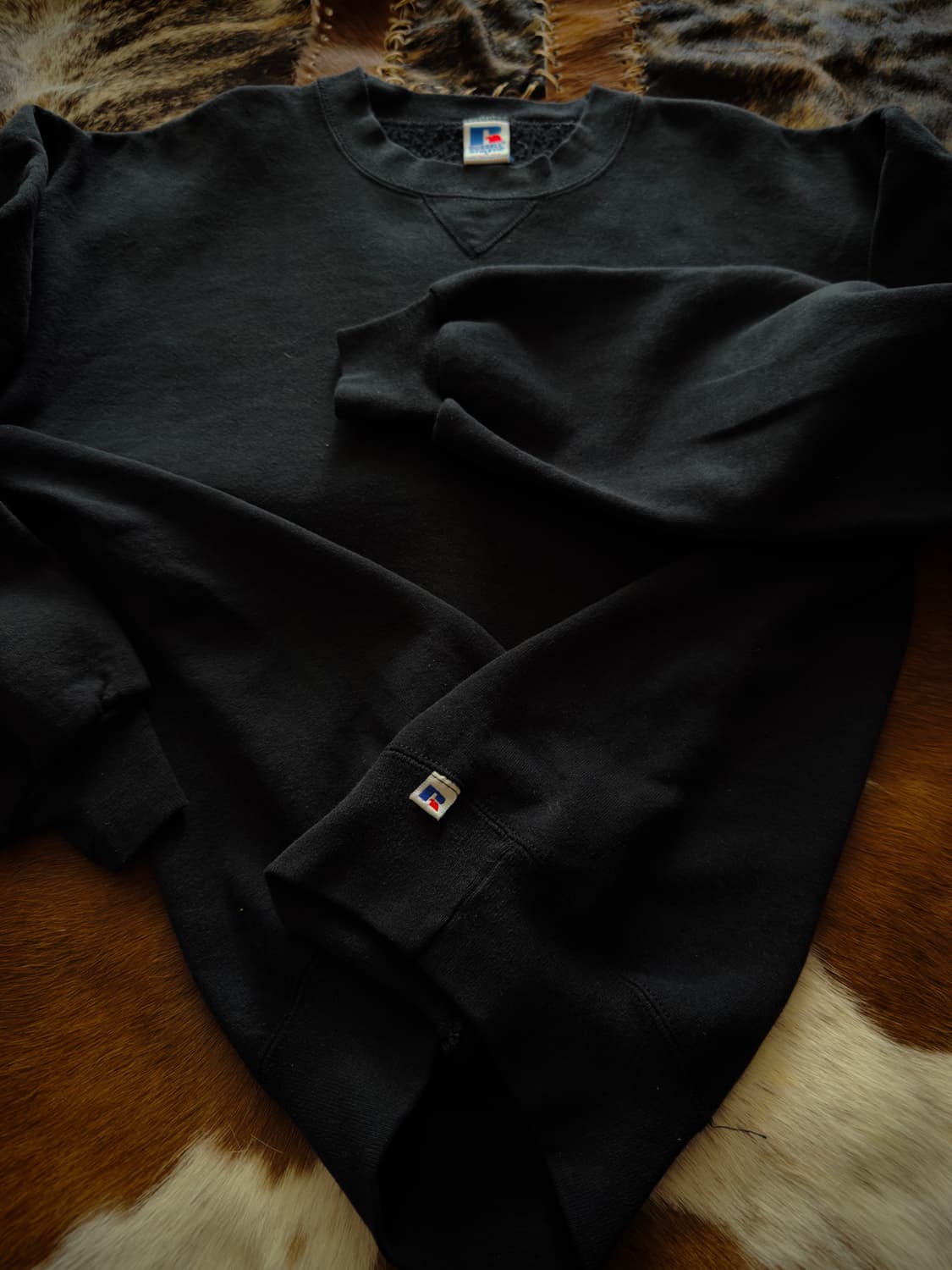 90s USA Russell Black Sweatshirt 상품이미지4