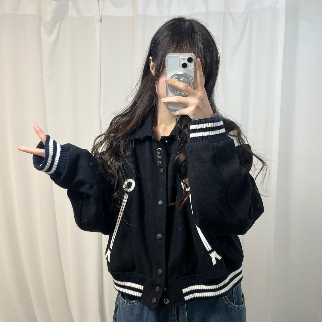 OY Metal Logo Wool Varsity Jacke 상품이미지2
