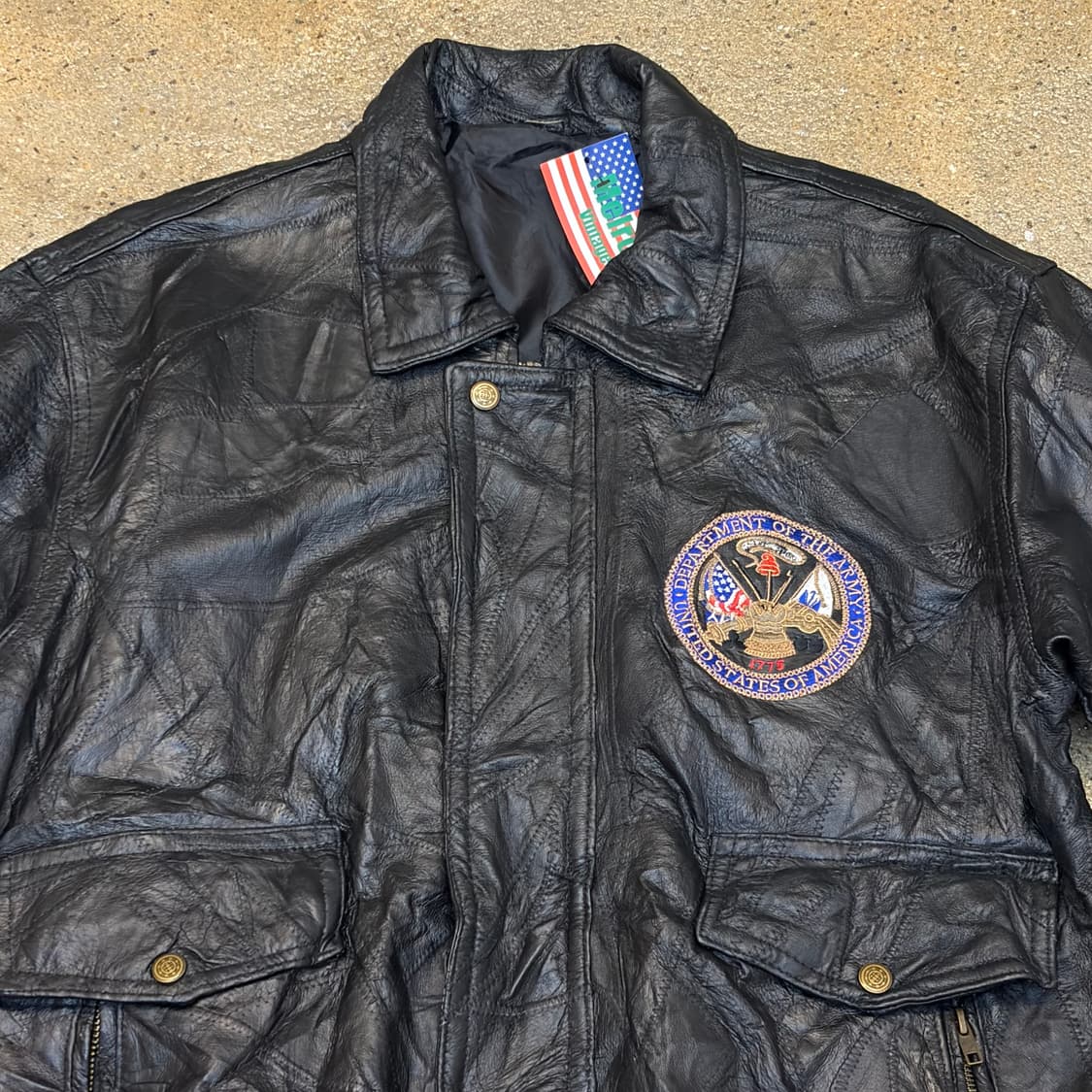 90s USA 빈티지 패치워크 버펄로 가죽자켓 상품이미지3