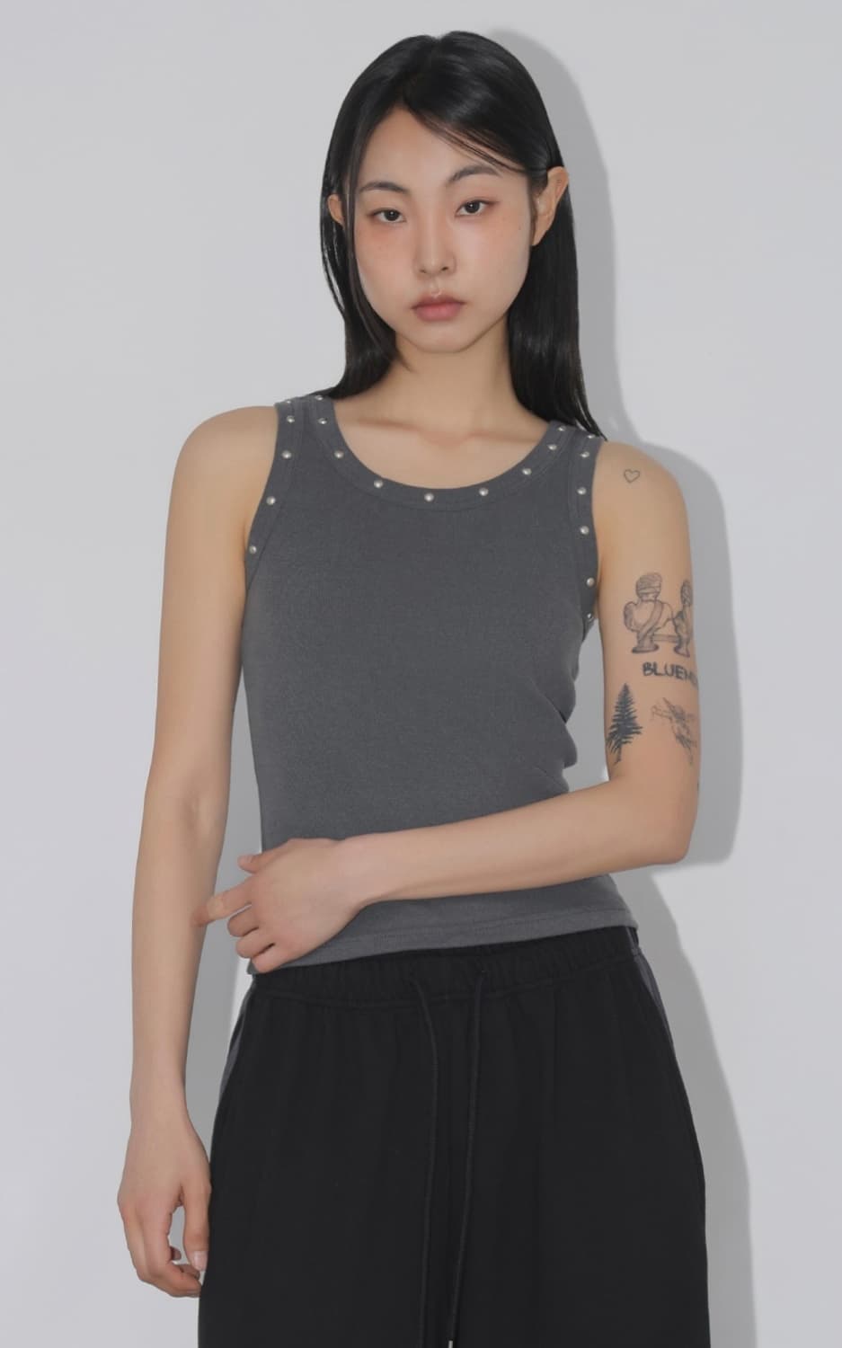 빈티지 스터드 탑 차콜 상품이미지4