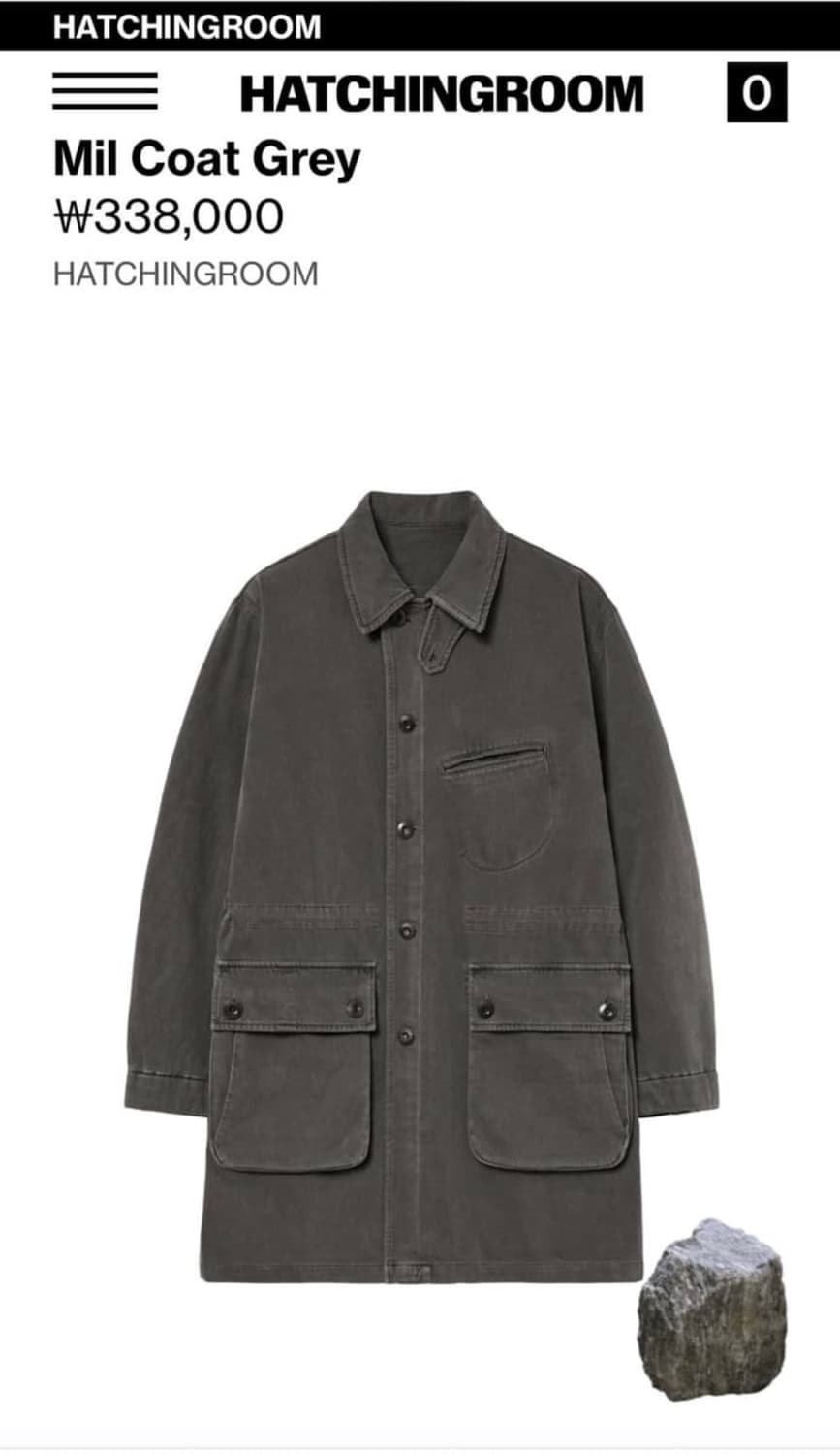 Hatchingroom 해칭룸 밀코트 차콜 4사이즈 상품이미지1