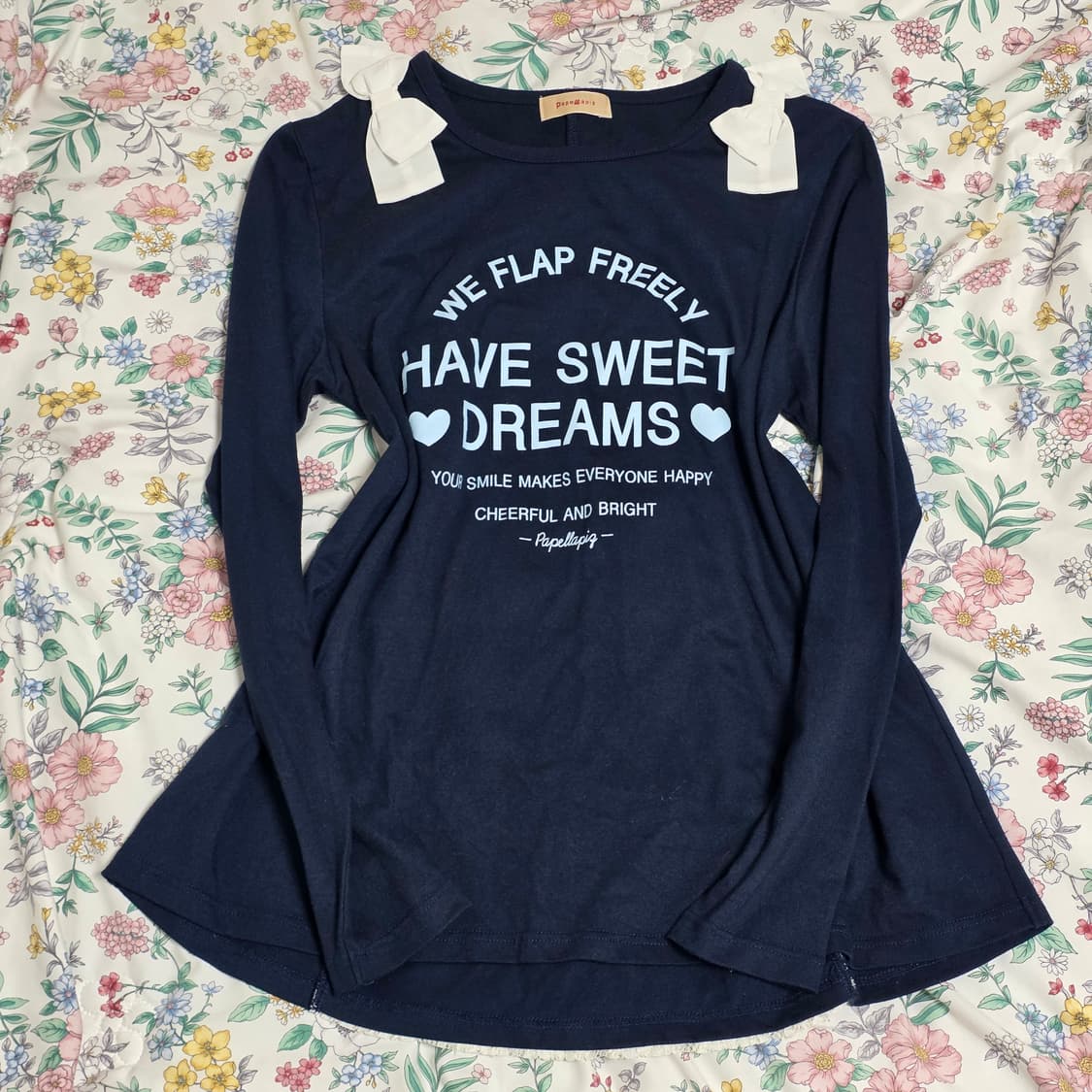 일본빈티지)로맨틱 하트리본 오네갸루 y2k 레이스 하늘 롱슬리브긴팔티셔츠 상품이미지2