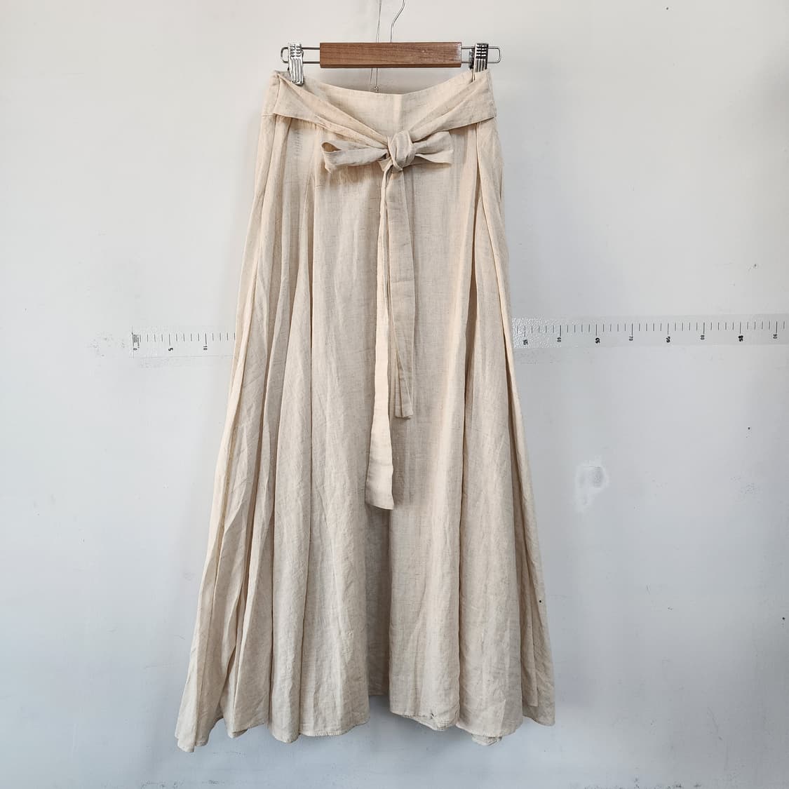 vegetable 린넨 리본 롱 스커트 아이보리 상품이미지1