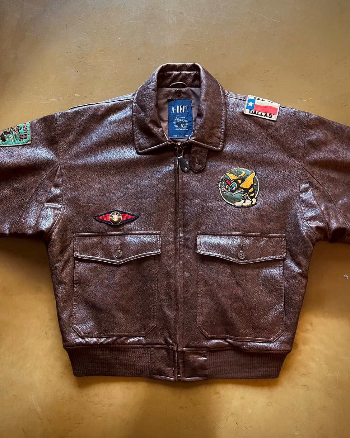 1980-90s A-DEPT Leather A-2 Bomber JK 상품이미지3