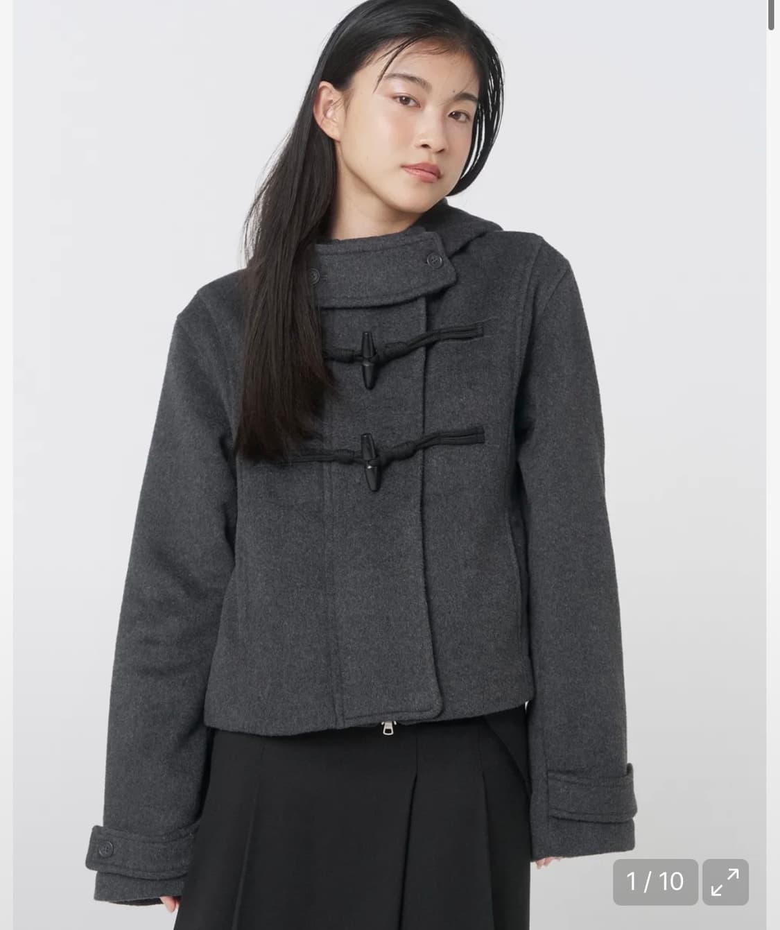 미세키 서울 더플 후디 쇼트 코트 차콜 상품이미지1