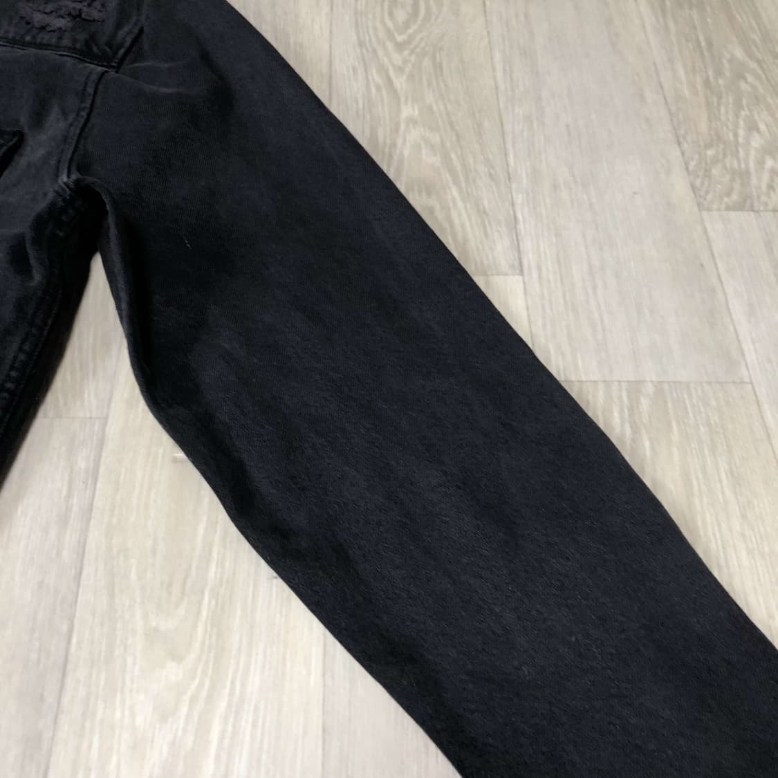 (XL) 자라 ZARA 디스트로이드 데님 웨스턴 셔츠 자라 데님셔츠 블랙 상품이미지8
