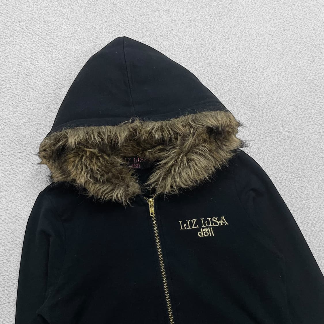 리즈리사 돌 Liz lisa doll 갸루 스페이드 퍼 후드집업 블랙 상품이미지4
