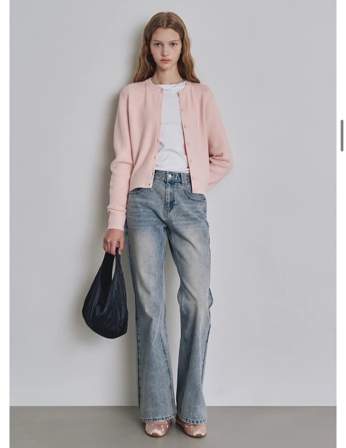 커스텀어클락 라운드가디건 베이비핑크 s 상품이미지2