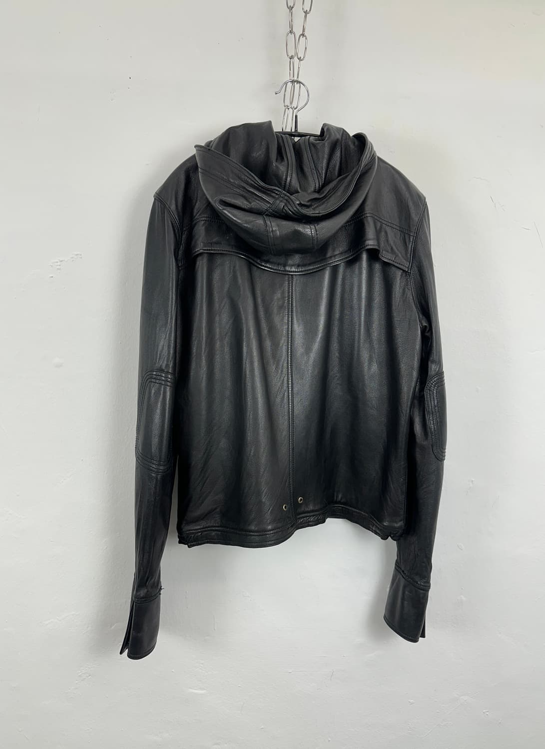 Sheepskin Cropped Hood leather jacket 상품이미지3