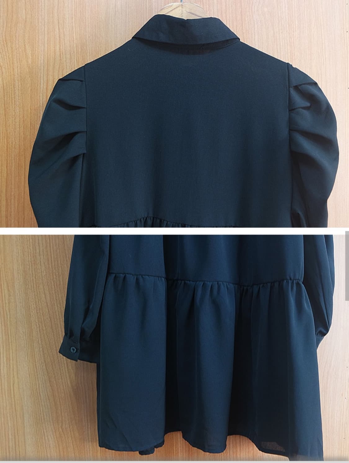 어깨 셔링 블랙 셔츠 미니 원피스 상품이미지7