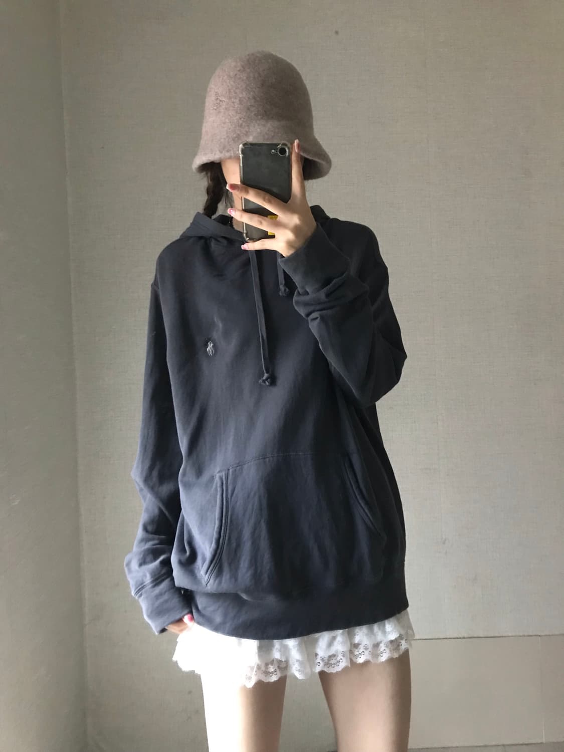 폴로 차콜 루즈핏 후드티 상품이미지3
