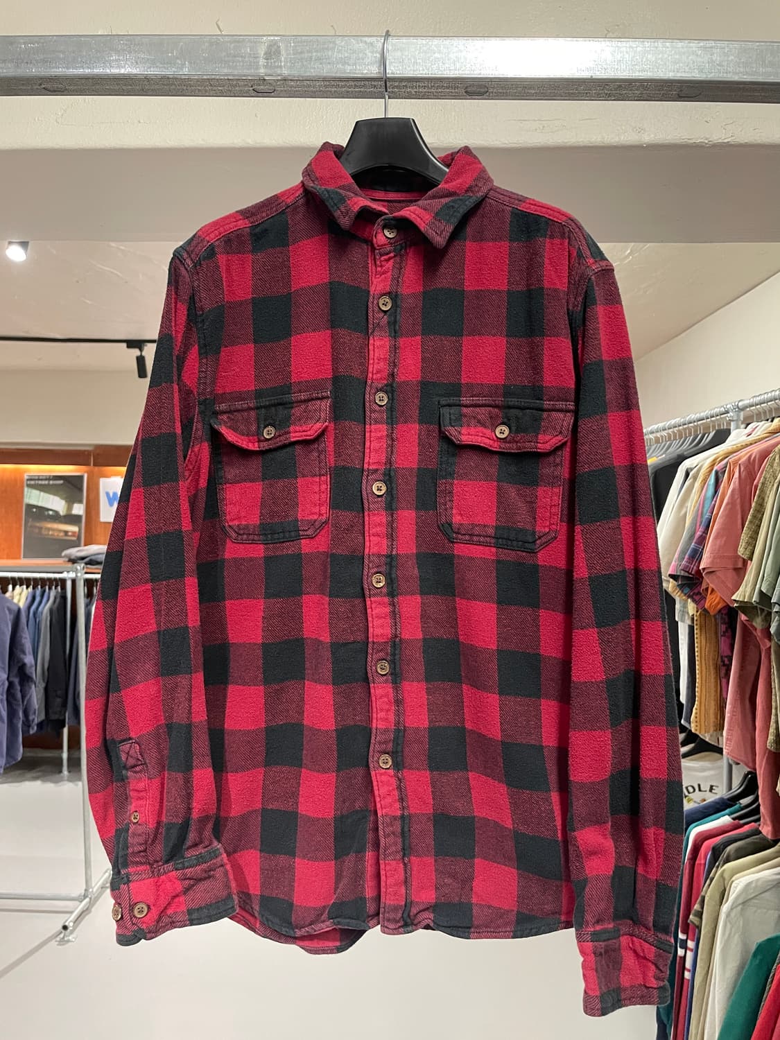 빈티지 체크 패턴 플란넬 셔츠 상품이미지4