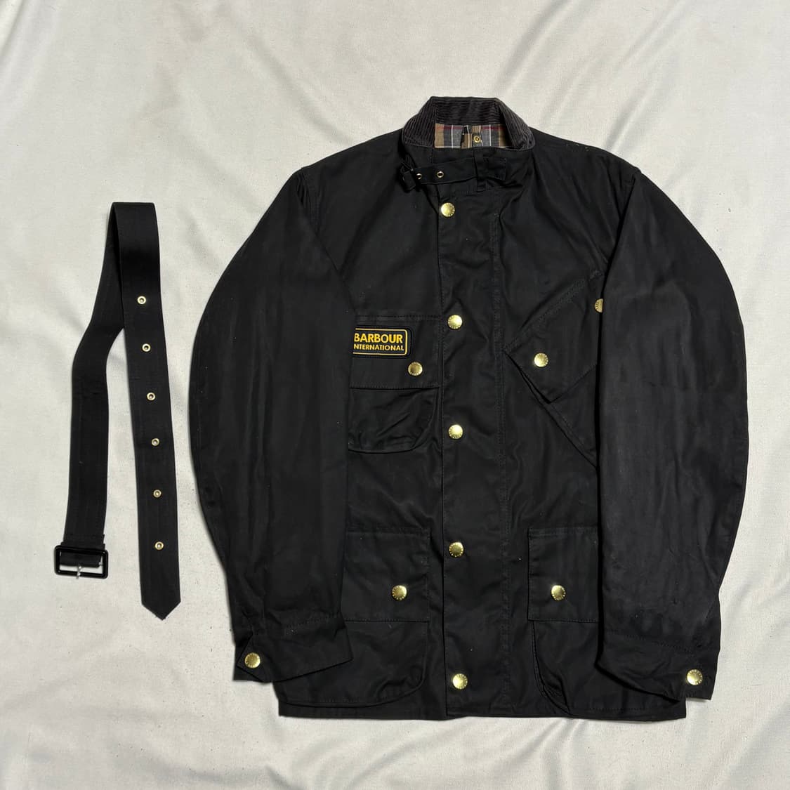32 새상품 바버 인터내셔널 벨트 왁스 자켓 상품이미지2