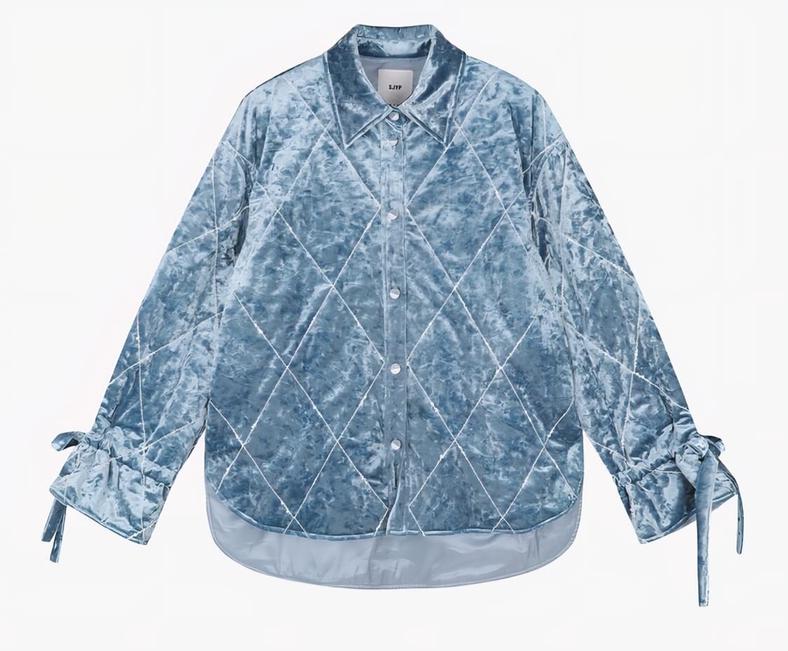 SJYP 소매 리본 벨벳 퀼팅 셔츠 자켓 S 상품이미지1